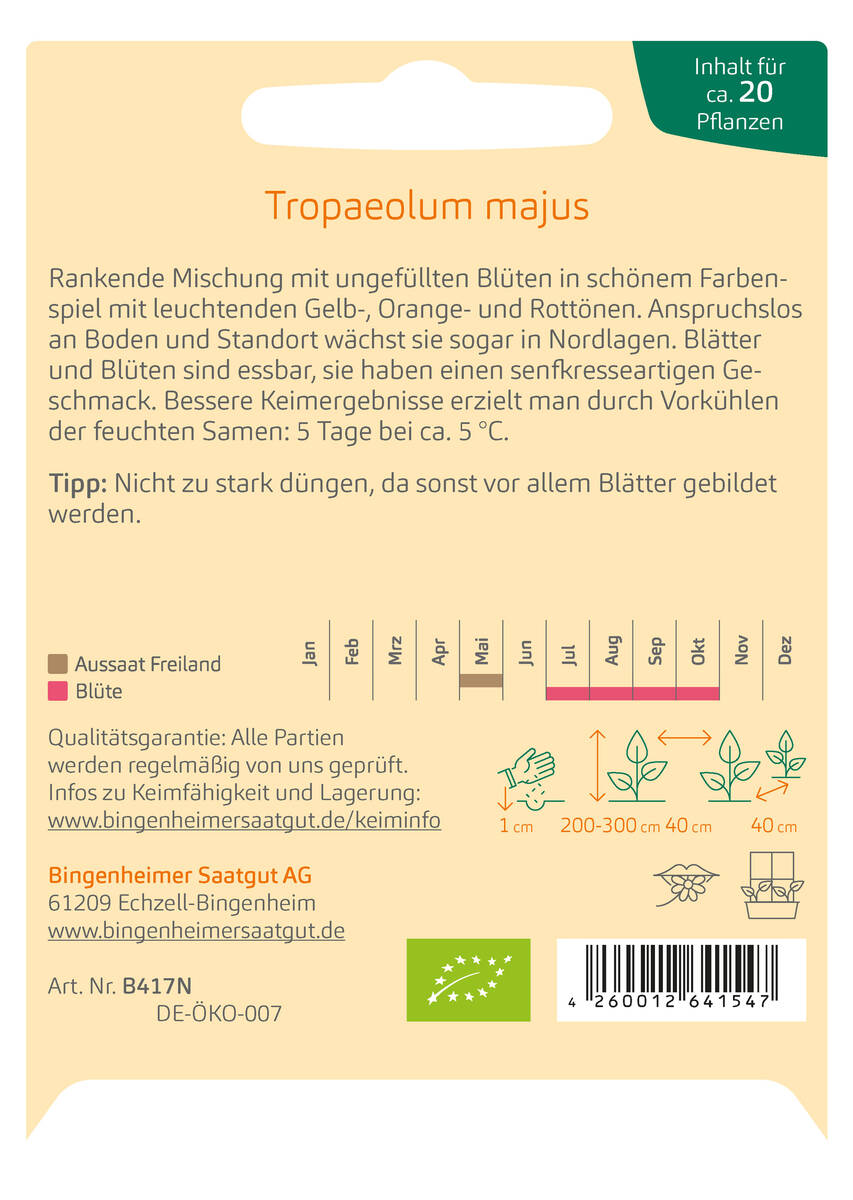 Bingenheimer Saatgut Kapuzinerkresse rankend