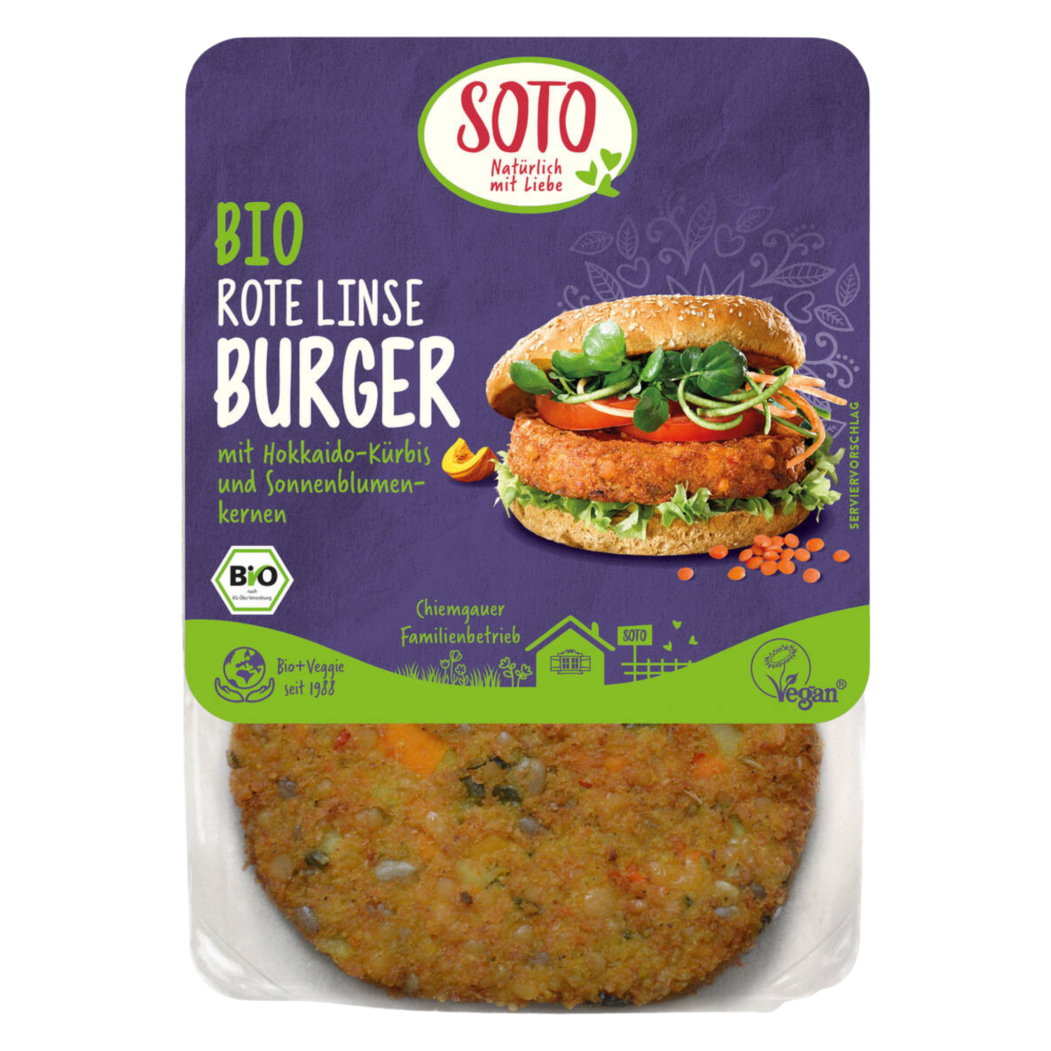 Burger végétarien aux lentilles rouges Soto Bio