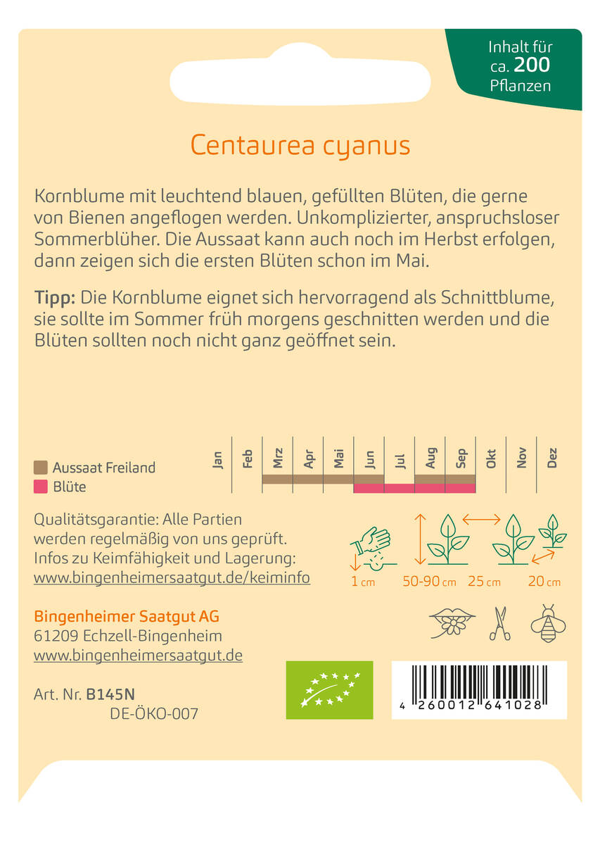 Bingenheimer Saatgut Kornblume