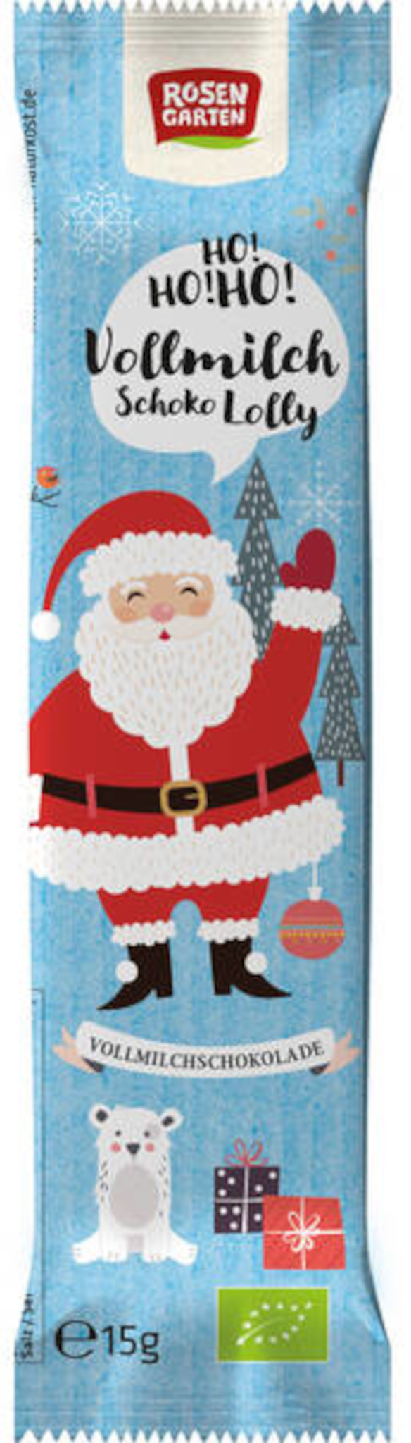 Rosengarten Bio Vollmilch Schoko Lolly Nikolaus 15g