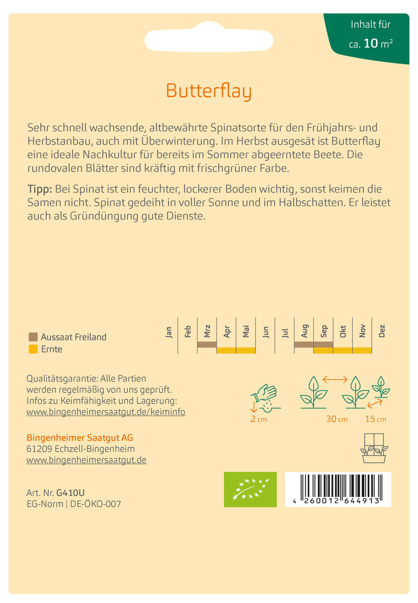 Bingenheimer Saatgut Spinat Butterflay