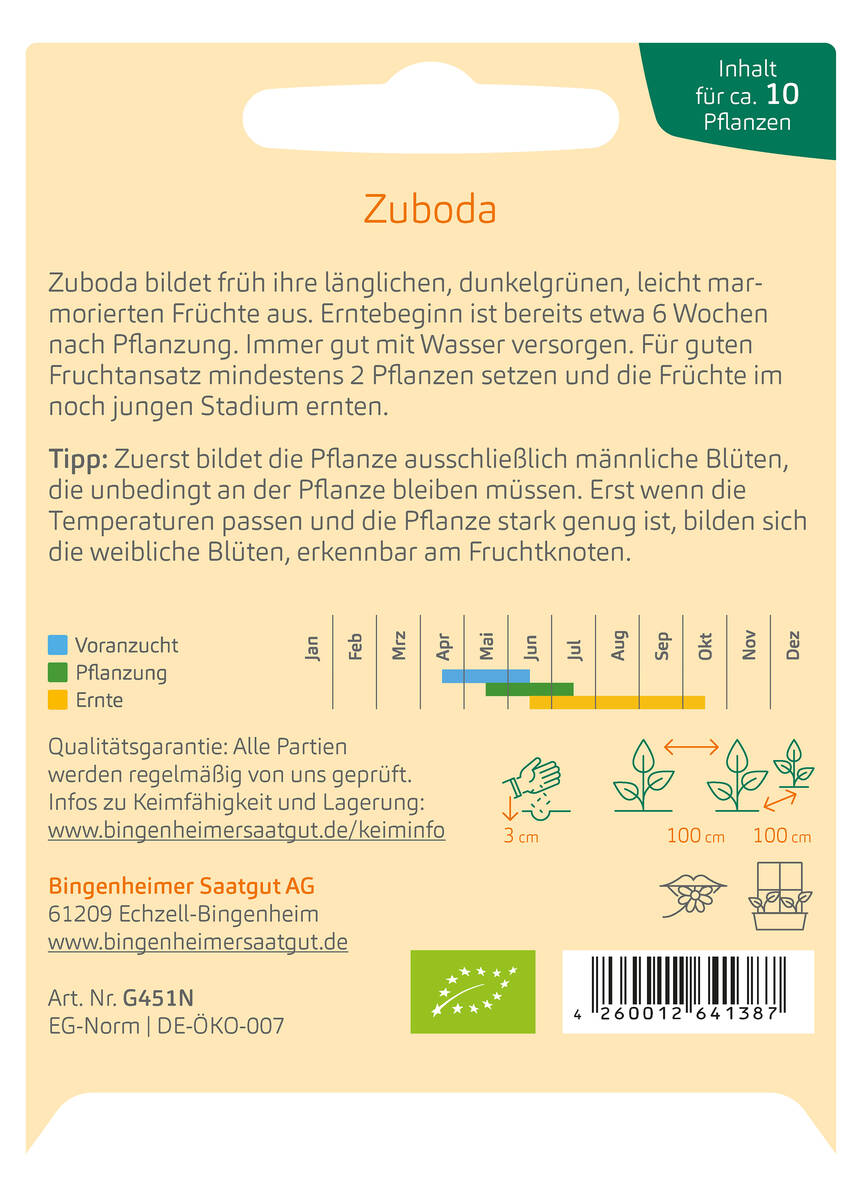 Bingenheimer Saatgut Zucchini Zuboda