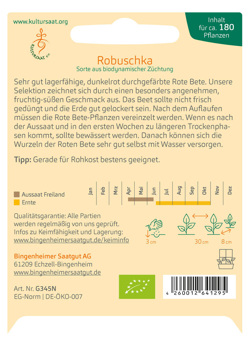 Bingenheimer Saatgut Rote Bete Robuschka