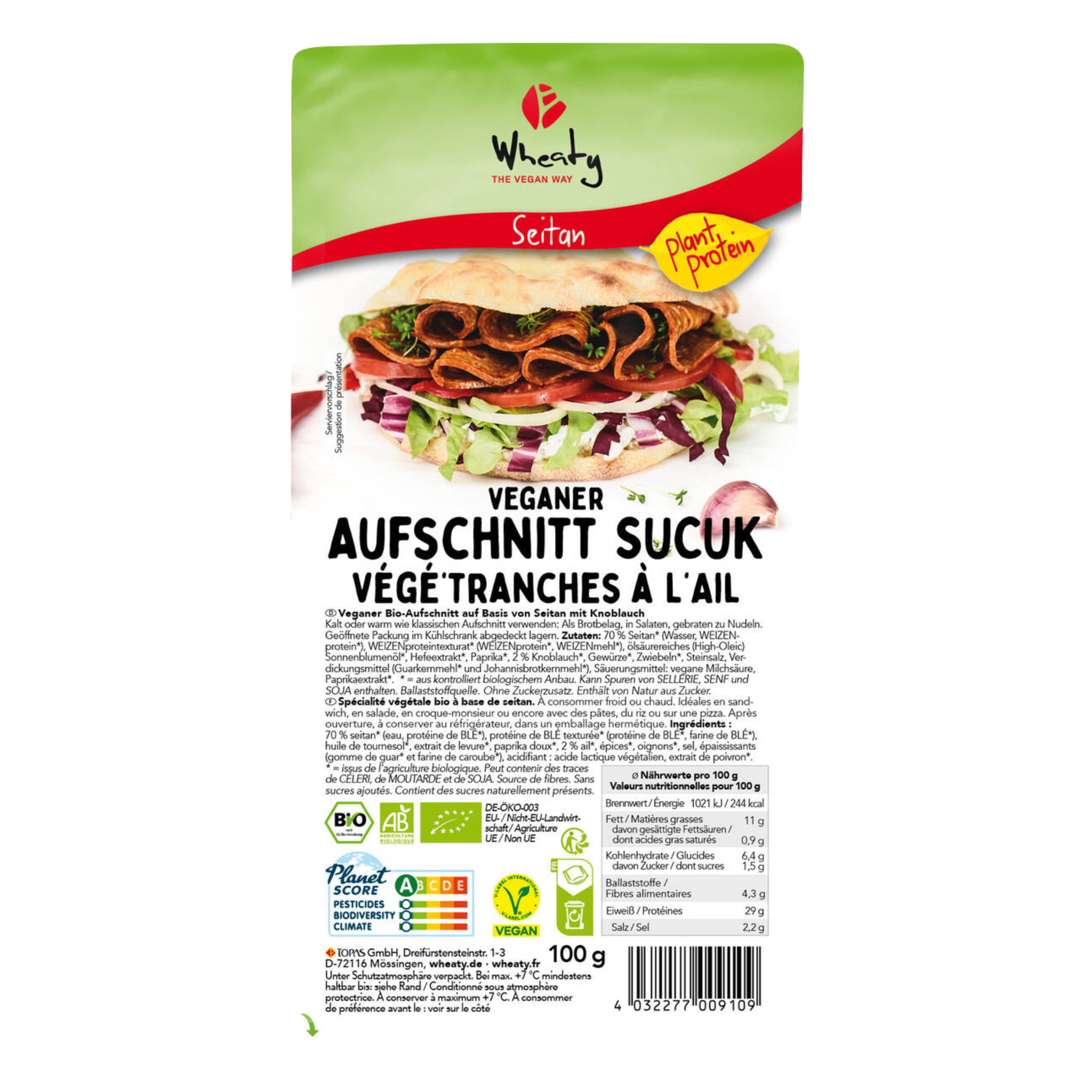 Wheaty Affettato vegano bio tipo Sucuk - 100g